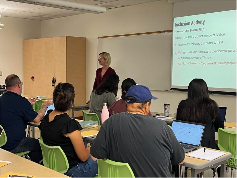 K-12 Coordinator Tara Jacobs facilitating professional development at the 2023 Principals' Leadership Institute.